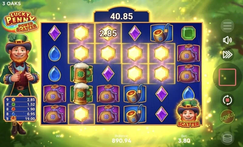 Lucky Penny Power Scatter - เกมพื้นฐานที่มีการหายไปแบบเรียงซ้อนและตัวคูณสะสม